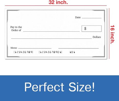 شيك مسح جاف مزيف عملاق لجائزة الوقف - 16 بوصة × 32 بوصة - لوحة شيكات عرض تقديمي جديدة كبيرة - تبرع عجلة دوارة لجائزة المكافأة الكبيرة الفارغة - احتفال الفائزين بجمع التبرعات في السحب in Kuwait