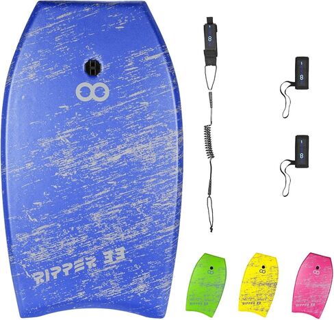 WOOWAVE Bodyboard 33-inch/36-inch/41-inch Super Lightweight Body Board with Coiled Wrist Leash, Swim Fin Tethers, EPS Core and Slick Bottom, Perfect Surfing for Kids Teens and Adults in Saudi Arabia