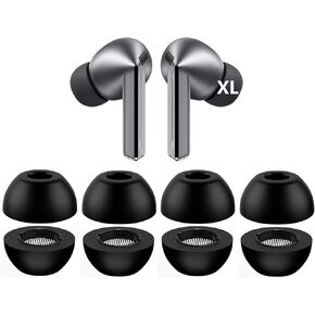 Replacement Memory Foam Ear Tips for Galaxy Buds3 Pro, Noise Canceling Foam Eartips Ear Plug Ear Tip,Fit in Case,XL/L/M/S 4 Size 4 Pairs,Black (Buds3ProFoam4P)