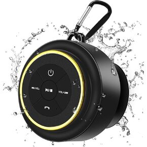 Bluetooth Shower Speaker, Portable Bluetooth Speakers, IP67 Waterproof Wireless Speaker with Suction Cup & Carabiner, Built-in Mic, True Wireless Stereo for Kayak, Beach, Gifts for Unisex