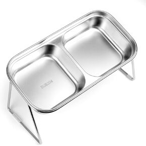 Elevated Stainless Steel Cat Bowls, Raised Cat Dishes for Food and Water, Cat Bowls with Metal Stand, Elevated Bowls for Cats and Small Dogs