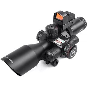 Sniper ST2.5-10x40 Rifle Scope Combo with Green Laser R/G Illuminated Reticle Red Dot Sight