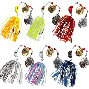 Bass Fishing Spinner Baits Lures Kit, Hard Metal Jig Spinner Baits Kit Bass Fishing Spinnerbait Buzzbait Swimbait Jig Lures Multicolor for Bass Trout Pike