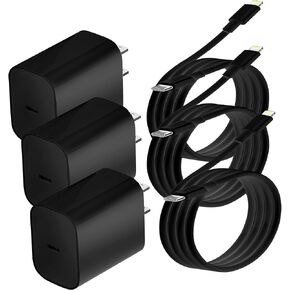 Xpxwaiyds لشاحن iPhone السريع، 3 عبوات لهاتف iPhone 14 13 12 11 شاحن طاقة USB C مع كابل 6FT، لكابل Lightning متوافق مع iPhone 13/13 Pro Max/12/12 Mini/Pro/11/XS/X/8Plus/iPad أسود in Kuwait