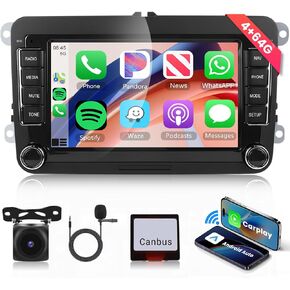 4G+64G Android 13 Double Din Car Stereo for Volkswagen SEAT Skoda Jetta Golf Polo Touran Support Wireless Carplay Android Auto, 7 Inch Touchscreen VW Car Radio with GPS, WiFi, Bluetooth, FM, 32 EQ