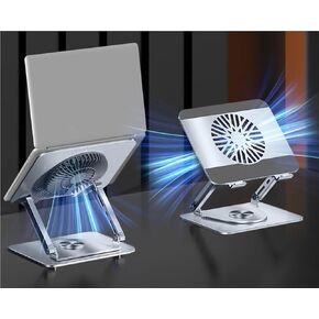 Laptop Stand for desk Msi Stealth 14 16 15m Katana A15 15 Thin 15 GF63 Cyborg 15 Laptop，with 360° Rotating Base and Removable Magnetic Cooling Fan, Dual Pivot Fully Foldable and Adjustable for Storage