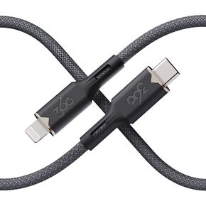 360 Electrical Fluid USB-C to Lightning Charger Cable, Mfi Certified Charger for Apple iPhone 14 13 12 11 X, iPad, 5 Foot, Granite