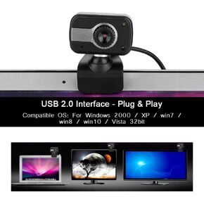 01 HD 1080P Webcam,USB with MIC 12MP HD Web Camera Cam 360° for LCD Screen Laptop for/MSN/ICQ Night Vision USB Camera HD 1080P Webcam for PC/Mac Laptop/Desktop
