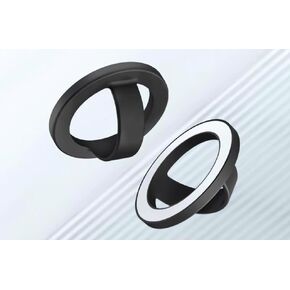 Magnetic Phone Grip Holder with Removable Silicone Finger Loop Ring, Soft & Comfortable for iPhone 16/15/14/13/12 Pro Max/Plus, Anti-Drop Secure Grip, Universal Adhesive Metal Ring Included (Black)
