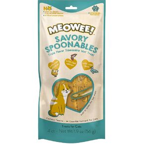 Savory Spoonables with Real Duck, Beef & Rabbit, 4 Count Tube, Triple Flavor Squeezable Lickable Wet Treats for Cats with Built-in Spoon for Less Mess