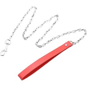 Red PU Leather Sexy Leash Choker Leash Couple Cosplay Leash Goth Punk Leash Small Pet Chain Leash for Small Dogs, Standard Dog Leashes, Leashes