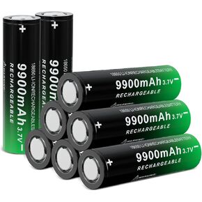 18650 Rechargeable Battery 9900mAh Lithium ion 3.7Volt Large Capacity Batteries for Headlamp Flashlight (Button Top, 2 Pack)