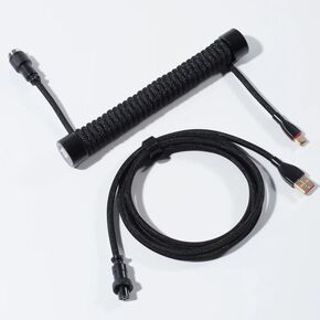 GravaStar Coiled Aviator USB Cable, Suitable Mechanical Keyboard - Black