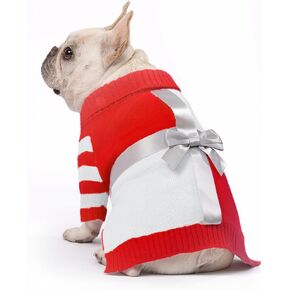 Dog Sweater for Small Dogs - Puppy Gifts Cute Clothes in Cold Weather, Turtleneck Pullover Knitwear Design for Female Male Pet, Doggies, Cat, Kitten Weiner Bulldog Chihuahua(S, Red+Write)