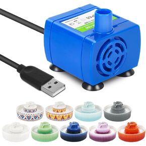 Replacement Pump for 2.1L/71oz Ceramic Cat Water Fountain, Ultra Quiet Cat Fountain Pump with USB Port