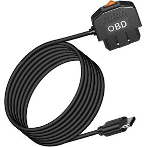 OBD Power Cable for Dash Camera, OBD2 to Mini USB Power Adapter Hardwire Charger Cord,12-24V to 5V 3A,24h Parking Surveillance/Acc Mode with Switch Button for Dashcam, GPS or Radar-3.5M