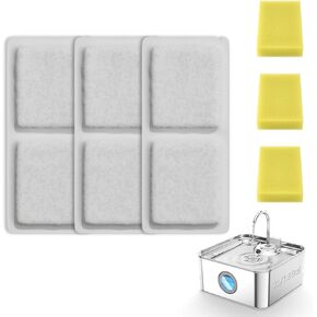 Replacement Filters and 9 Packs for 7L/236oz/1.8Gal Dog Water Fountain (Stainless Steel Cat Fountain 9 Filters)