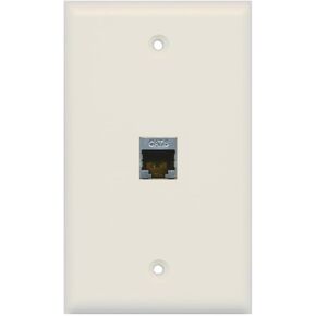 RiteAV - 1 Port Cat6 Shielded Female-Female Wall Plate - Light Almond