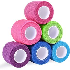 6 Pack Self Adhesive Bandage Wrap 2 Inch X 5 Yards Athletic Tape, Elastic Self Adherent Tape for Ankle, Wrist, Bandage Tape (Colorful)