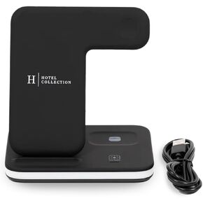 Hotel Collection 4 in 1 Black Wireless Charging Station Smart Phone Smart Watch Headphones