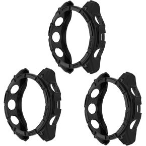 3Pack Watch Case Cover Compatible with Garmin Fenix 8 47mm(Not The Fenix 8 47mm Solar) Smartwatch Cover Soft TPU Protective Case (Black,Black,Black)