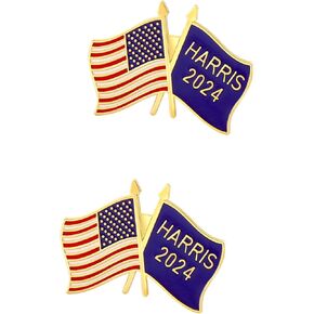 Harris 2024 Pin Badge Brooch Kamala Harris and USA Flag 2 in 1 Design for President