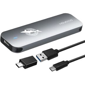 Dogfish Portable External SSD 128GB 2242/2260/2280 Ngff Grey Metal USB 3.1 Type-C Ultra-Light Mini Breathable Portable Solid State Drive for Mac/Windows/Android/Linux（up to 6Gbps ，with LED Indicator）