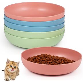 Dorakitten Cat Bowls 6 Packs, Whisker Stress Free Cat Feeding Plates, Wide & Shallow Cat Food Dish to Relieve Whisker Fatigue, for Cats, Kittens, Puppies, Dishwasher Safe