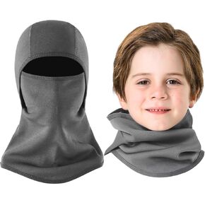 Aegend Kids Balaclava Face Mask Windproof Ski Face Neck Warmer for Cold Weather Outdoor 2 Piece Black&Black