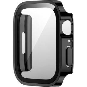 Compatible with Apple Watch Case 46mm, Super Thin PC Plated Bumper Clear Screen Protector Full Cover Shell Shockproof Frame Compatible iWatch Series 10 (Black, 46mm Series 10 (2024))