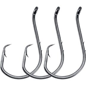 Dr.Fish 100 Pack Baitholder Octopus Hooks Fishing Circle Hooks Double Barbed Shank Live Bait Hooks Freshwater Saltwater Fishing Hook for Catfish Bass Trout Walleye