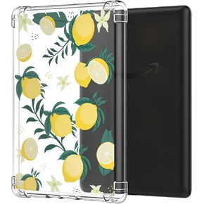 MoKo Case for 6.8" Kindle Paperwhite (11th Generation-2021) and Kindle Paperwhite Signature Edition, Ultra Clear Soft Flexible Transparent TPU Skin Bumper Back Cover Shell, Lemon Tree