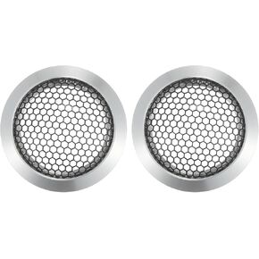 ACROPIX Universal 2" Car Speaker Grills Cover Mesh Round 2 Inch Audio Speaker Subwoofer Guard Protector Case Iron Aluminum Alloy Silver Tone Black - Pack of 2