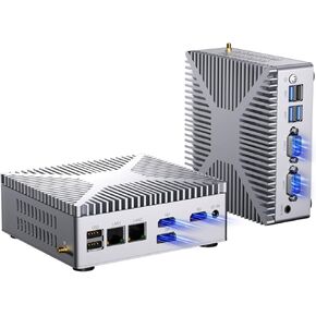 Industrial Mini PC, Fanless Desktop Computer 12th Alder Lake-N100, up to 3.4GHz, 8G DDR4, 128G NVME SSD, Windows 11 Pro, COM RS232, Dual LAN, 4K@60Hz 2xHDMI/DP, WiFi6, BT5.2, VESA, WOL