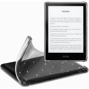 CoBak Clear Case for All-New Kindle Paperwhite 11th Gen 2021 & Signature Edition(6.8") - Lightweight, Scratch-Proof Silicone Back Cover, Black Glitter