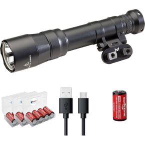 Sure Fire Scout Light Pro Turbo 700 Lumen High Power Weapon Light (M640DFT) - Defensive Mount Light, MLok & Picatinny Rails - Tan Bundle with Battery Cases and 12 Extra 123As