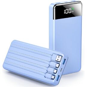 SABANI Portable Charger 35000mAh Power Bank - Portable Battery with 4 Built in Cables, 22.5W Fast Charging Battery Pack Compatible with iPhone 15 14 13 Samsung Android Cell Phone etc (1 Pack),Violet