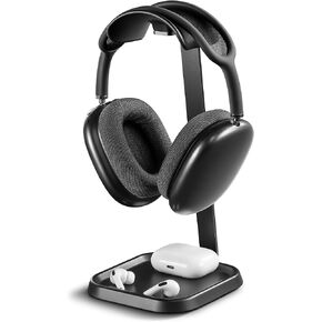 Headphone Stand, Curved Headset Stand with Storage Tray, Gaming Headset Holder for AirPods Max, AirPods Max 2, AirPods, AirPods Pro, Beats, Bose, Sony and More (White)