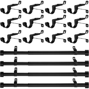 Wesiti 4 Packs Curtain Rods for Windows 32-84 Inch Black Curtain Rod Set Heavy Duty Metal Curtain Rod with Brackets for Window Patio Home Outdoor