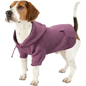 Dog Winter Coat Puppy Sweater Suit Jacket with Legs Hood and Pocket Suitable for Yorkie Terrier Schnauzer Poodle Border Collie Labrador Golden Retriever 8lbs to 70lbs - Purple - L