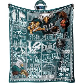Philadelphia Gifts for Men Women, Philadelphia Football Fans Flannel Blanket, Philadelphia Gifts Ideas for Men Women Boys Kids Throw Blanket 60"x50"