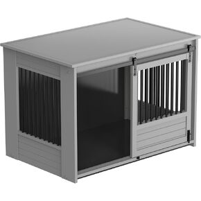 طاولة نهاية قفص الكلاب من New Age Pet® ECOFLEX® Barn Door - رمادي، مقاس كبير جدًا - مركب من البلاستيك الخشبي المتين مع مزلاج من الفولاذ المقاوم للصدأ، سهلة التجميع، ضمان لمدة 10 سنوات in Kuwait