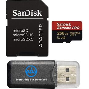 SanDisk 256GB 200MB/s Extreme Pro UHS-I MicroSD Card Compatible with GoPro Hero (2024) and Hero 13 Action Cameras (SDSQXCD-256G-GN6MA) Bundle with (1) Everything But Stromboli MicroSDXC Card Reader