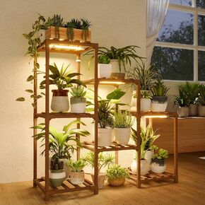 Bamworld Plant Stand Indoor Outdoor Corner Shelf Plant Holder 4-Tier Flower Stand Wood Plant Rack Indoor Multiple Plants Patio Balcony Garden Livingroom