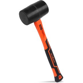 HORUSDY 2-Piece Rubber Mallet, 16oz Rubber Mallet Hammer and 35mm Double-Faced Soft Mallet, Fiberglass Rubber Mallet Handle