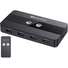Cable Matters Dual 4K 60Hz USB C KVM Switch for 2 Computers 2 Monitors (Not Work with Desktop PCs or Chromebooks) with RF Remote Control, HDMI, DisplayPort & 4X USB 3.0 Compatible with Thunderbolt 4