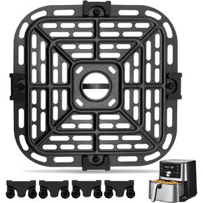 Air fryer Grill Pan for Instant Pot Vortex Plus 6 in 1 4 Quart Air Fryer Oven, 7.5''×7.5'' Square Food Grade Replacement Parts Air Fryer Grill Pan Grill Plate Crisper Plate Accessories Tray Rack