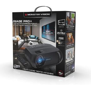 جهاز عرض Monster Image Pro 720 HD LCD فائق السطوع، 2000 لومن، مشاريع تصل إلى 16 قدمًا، الدقة القصوى: 1080 HD، دعم عالمي للصور/الصوت/الفيديو، مدخل AV/USB/HDMI/SD in Kuwait