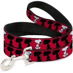 Peanuts Worldwide LLC Pet Leash, Dog Leash, Peanuts Snoopy Walking Silhouette Pose Red Black White, 6 Feet Long 1.0 Inch Wide