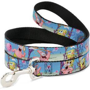 Buckle-Down Pet Leash - SpongeBob & Patrick Starfish Jellyfishing Scenes - 4 Feet Long - 1.5" Wide